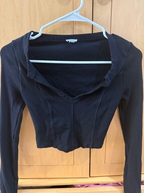 Garage Ribbed long sleeve crop top